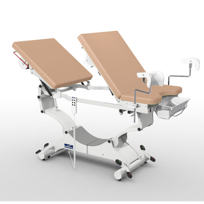 Duolys onderzoekstafel met kunststof beensteunen en block 'n roll wieltjes