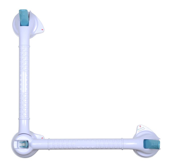 Handgreep dubbel - wit - recht - 89 cm - met zuignappen