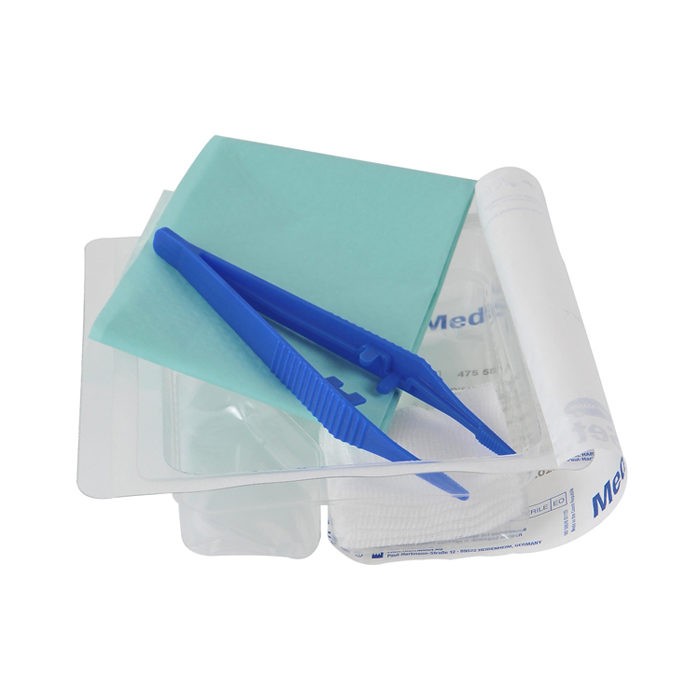 Steriele set 1 Hartmann - 1 pincet + 5 kompressen + 1 veld in een 4-vaksblister - 30 stuks