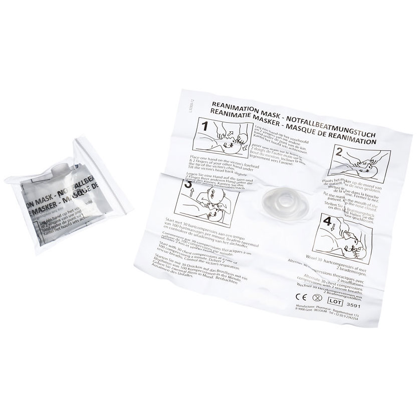 CPR mond-op-mond beademingsdoekje in sleutelhanger