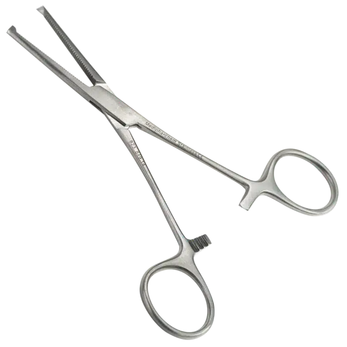 Chirurgische kocher met tandjes - Recht - 14 cm