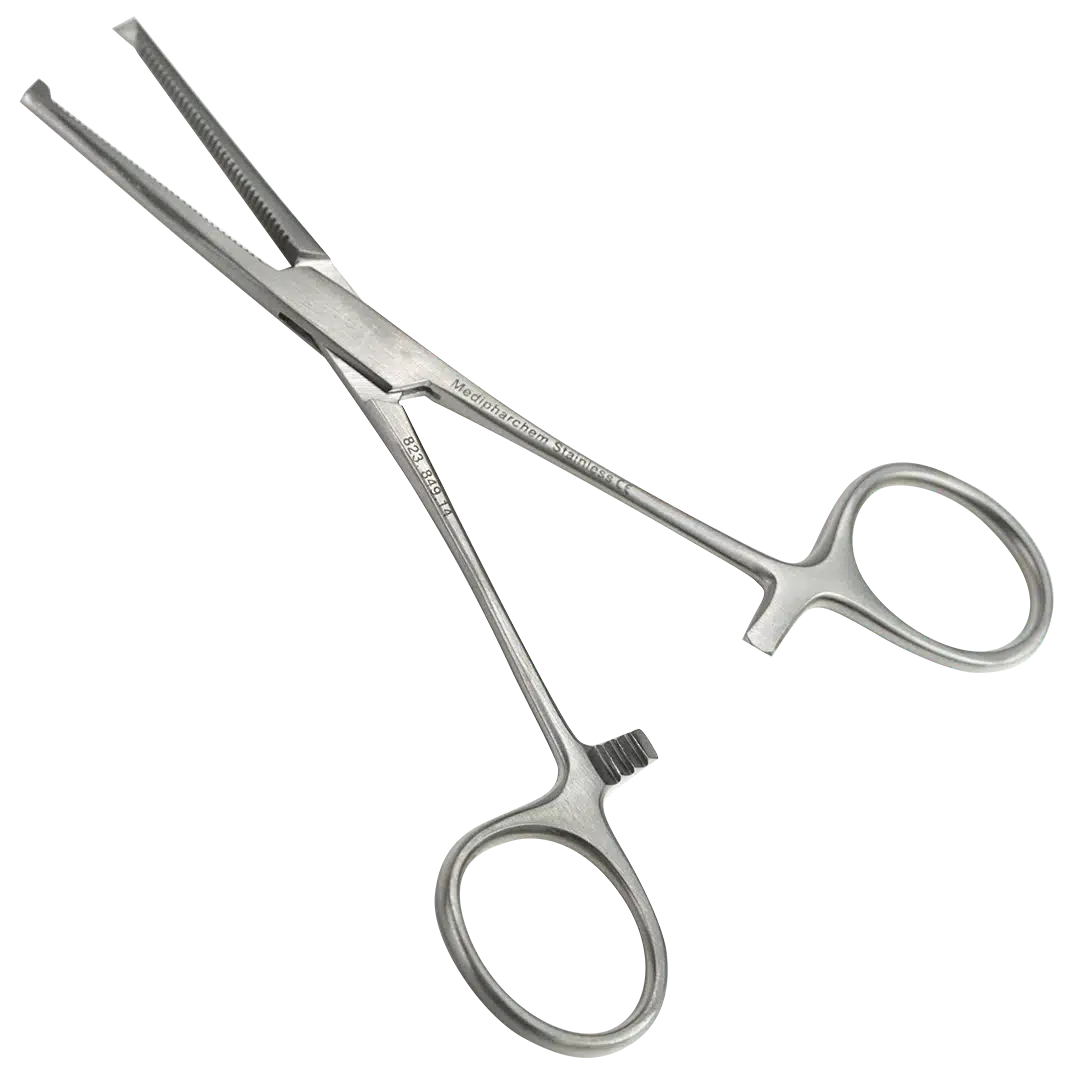 Chirurgische kocher met tandjes - Recht - 14 cm